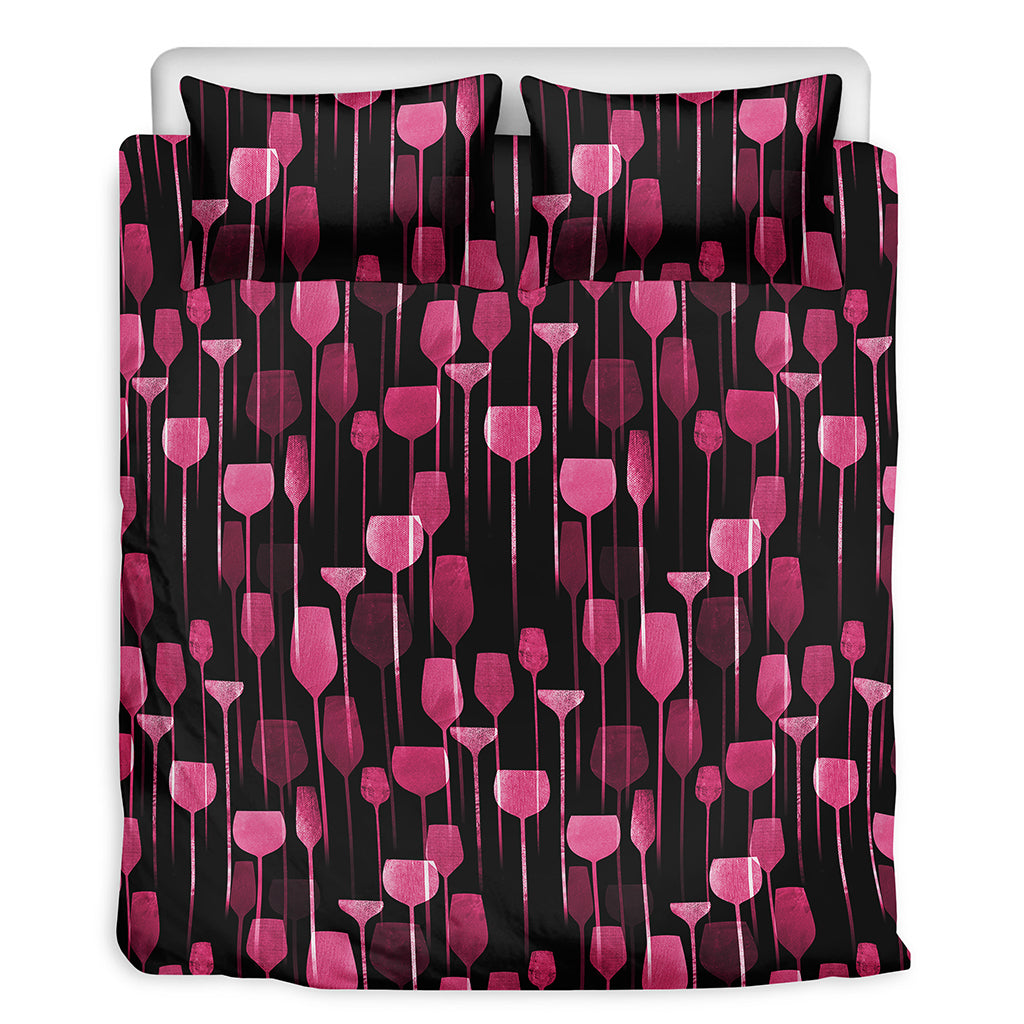 Glasses Of Wine Print Duvet Cover Bedding Set