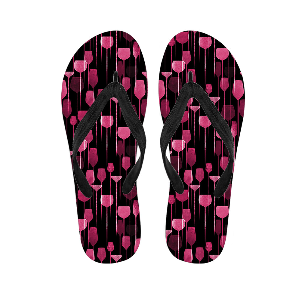 Glasses Of Wine Print Flip Flops