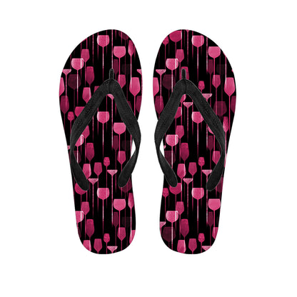 Glasses Of Wine Print Flip Flops