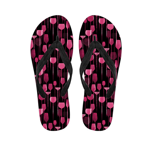 Glasses Of Wine Print Flip Flops