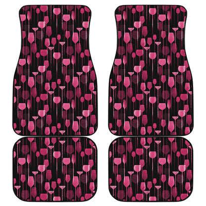 Glasses Of Wine Print Front and Back Car Floor Mats