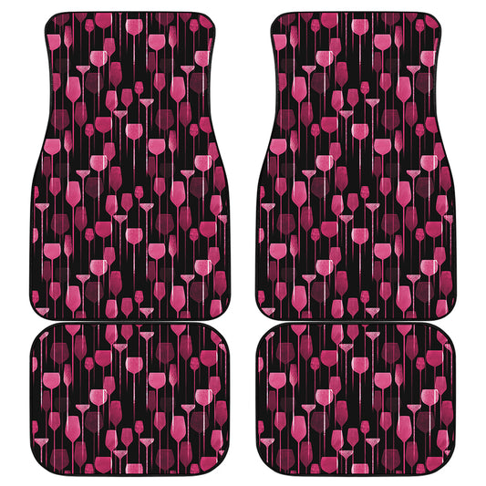 Glasses Of Wine Print Front and Back Car Floor Mats