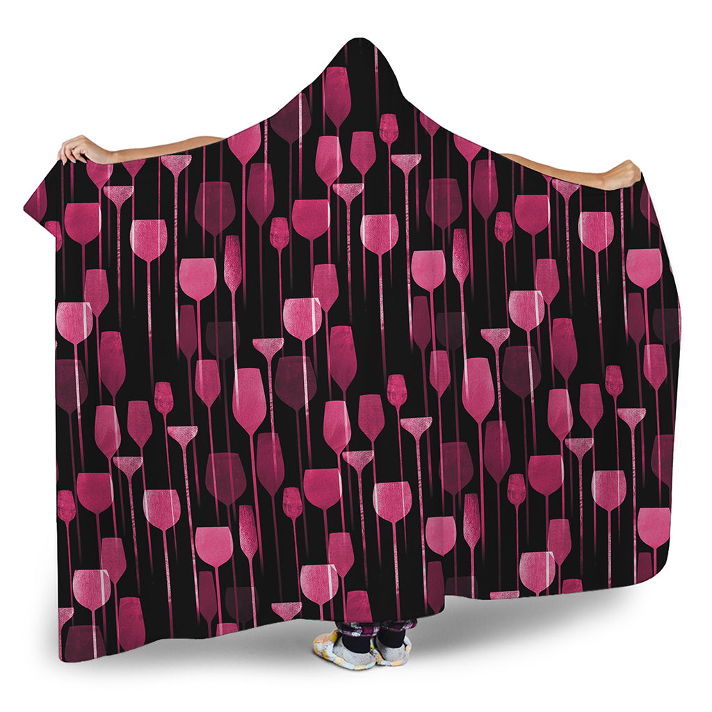 Glasses Of Wine Print Hooded Blanket