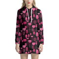 Glasses Of Wine Print Pullover Hoodie Dress