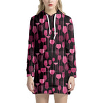 Glasses Of Wine Print Hoodie Dress