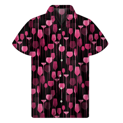 Glasses Of Wine Print Men's Short Sleeve Shirt