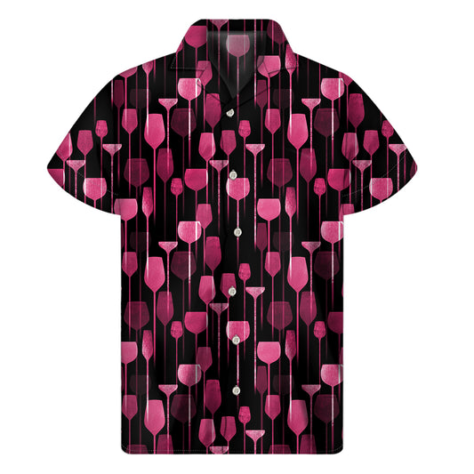 Glasses Of Wine Print Men's Short Sleeve Shirt