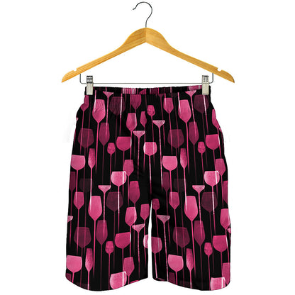 Glasses Of Wine Print Men's Shorts
