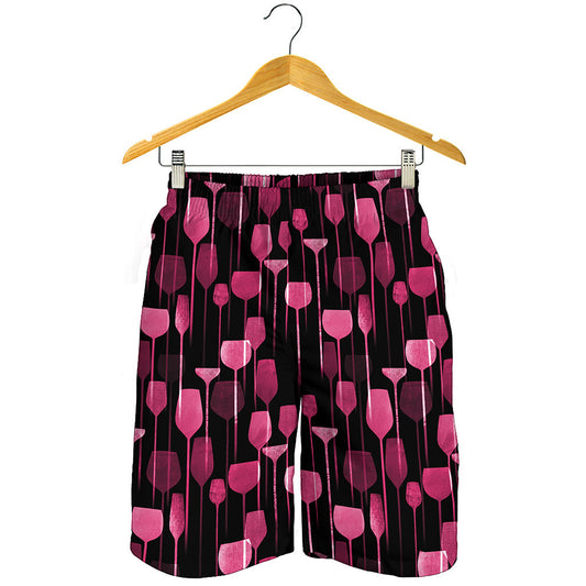 Glasses Of Wine Print Men's Shorts