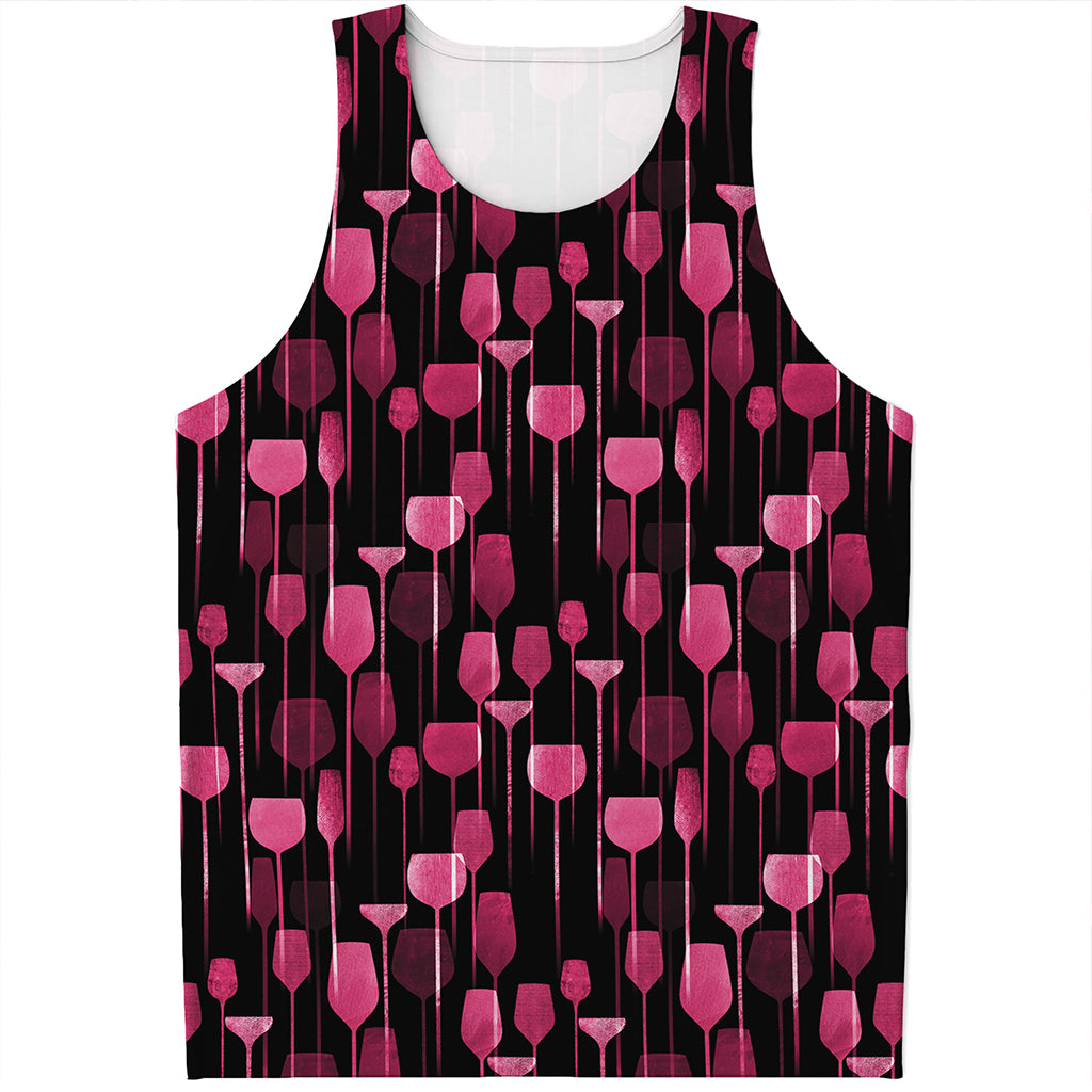 Glasses Of Wine Print Men's Tank Top