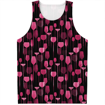 Glasses Of Wine Print Men's Tank Top