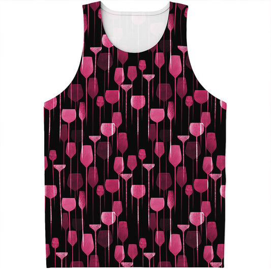 Glasses Of Wine Print Men's Tank Top