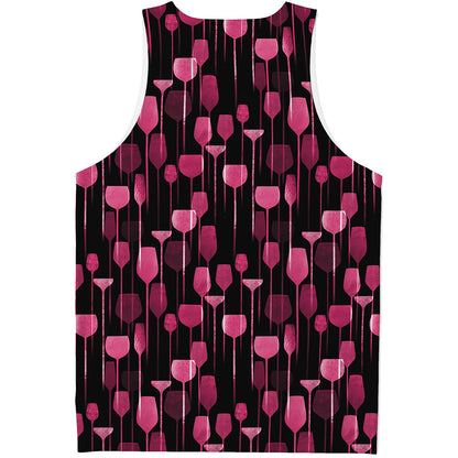 Glasses Of Wine Print Men's Tank Top