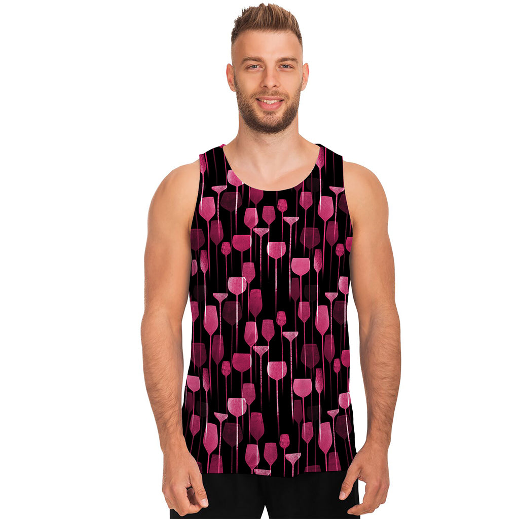 Glasses Of Wine Print Men's Tank Top