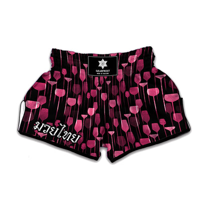 Glasses Of Wine Print Muay Thai Boxing Shorts