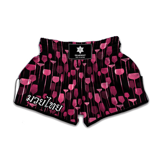Glasses Of Wine Print Muay Thai Boxing Shorts