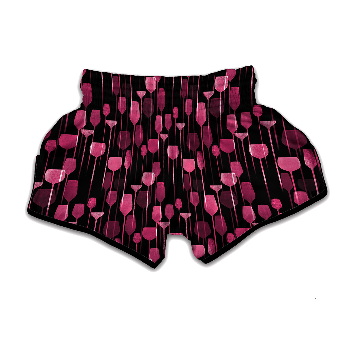 Glasses Of Wine Print Muay Thai Boxing Shorts