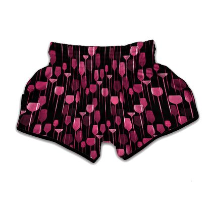 Glasses Of Wine Print Muay Thai Boxing Shorts