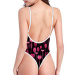 Glasses Of Wine Print One Piece High Cut Swimsuit