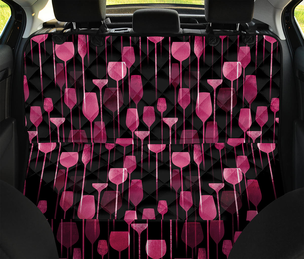 Glasses Of Wine Print Pet Car Back Seat Cover