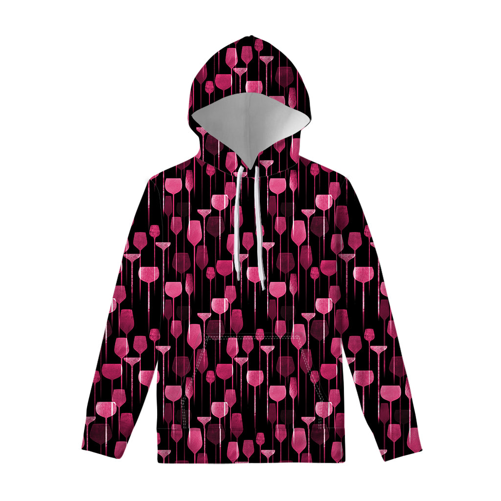 Glasses Of Wine Print Pullover Hoodie