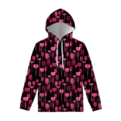 Glasses Of Wine Print Pullover Hoodie