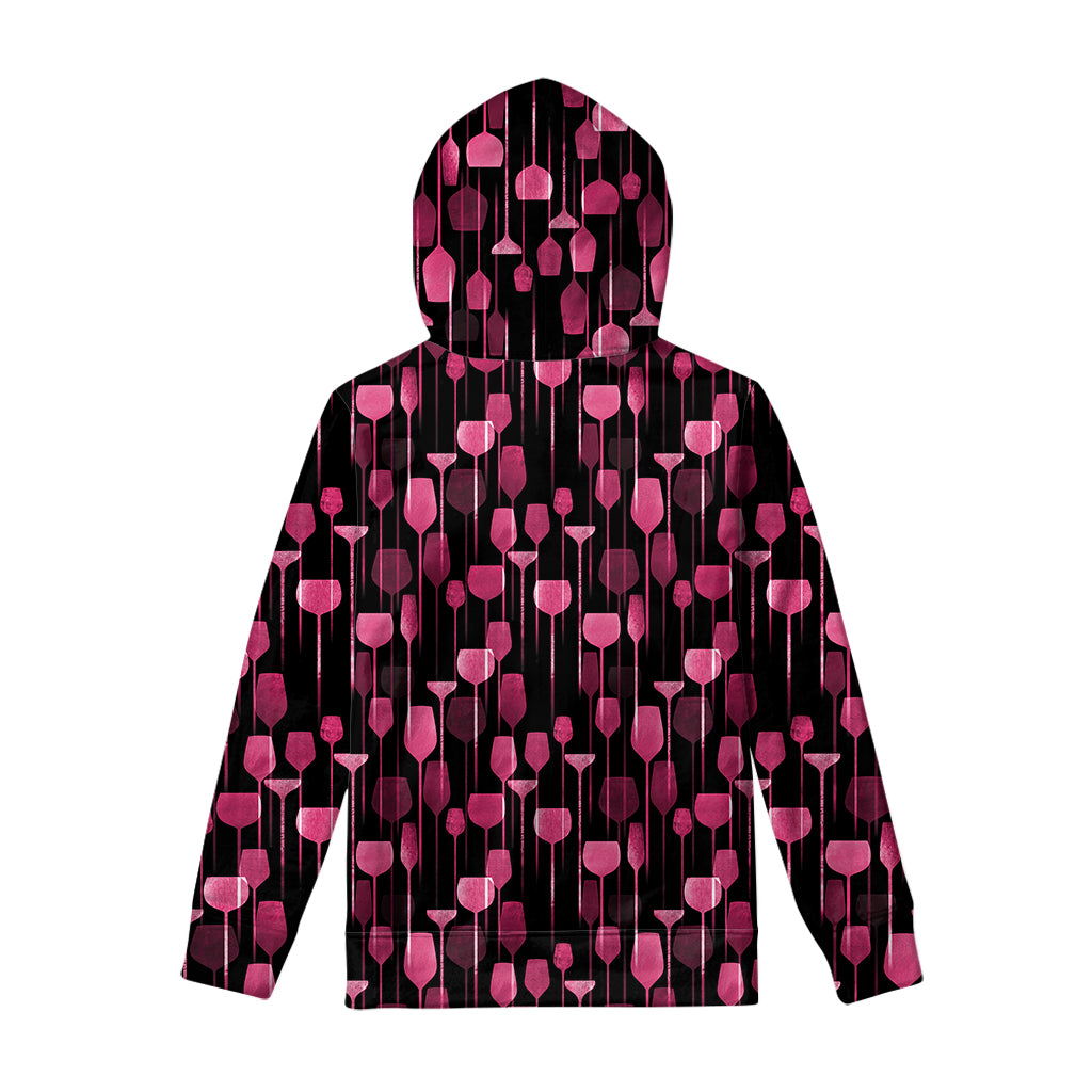 Glasses Of Wine Print Pullover Hoodie