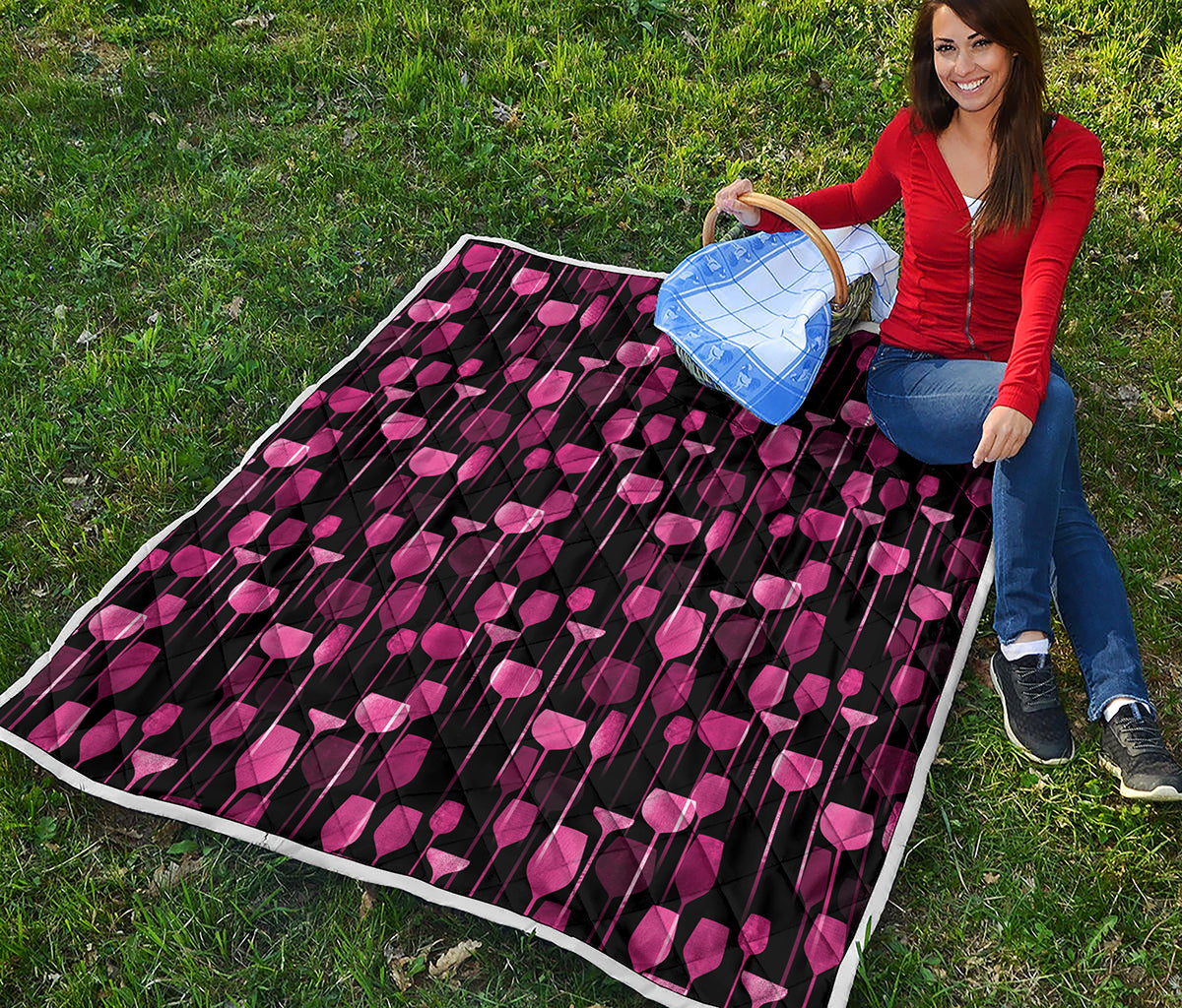 Glasses Of Wine Print Quilt