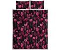 Glasses Of Wine Print Quilt Bed Set