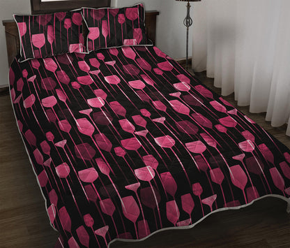 Glasses Of Wine Print Quilt Bed Set
