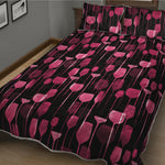 Glasses Of Wine Print Quilt Bed Set