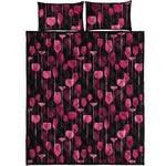 Glasses Of Wine Print Quilt Bed Set