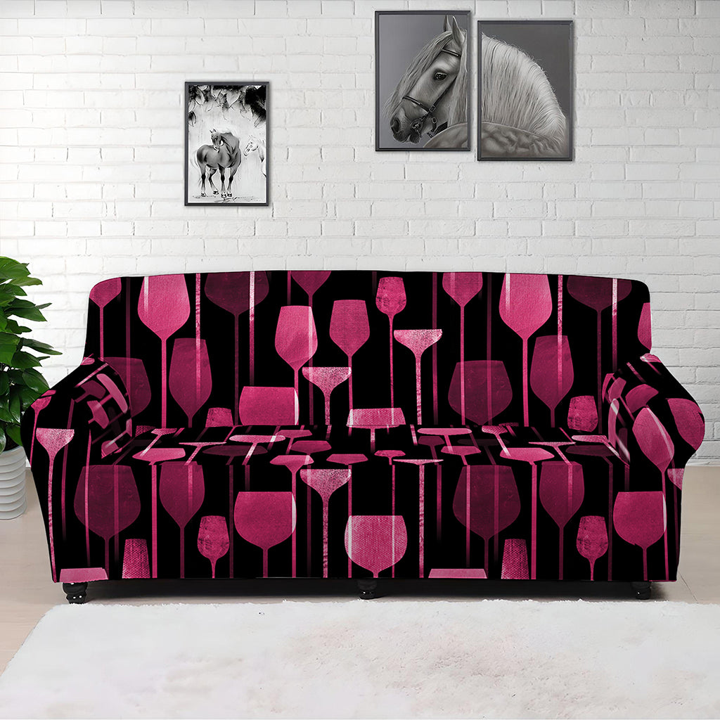 Glasses Of Wine Print Sofa Cover