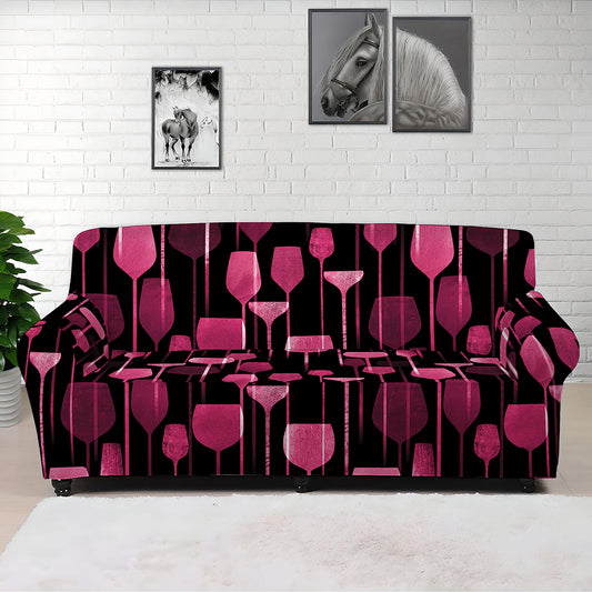Glasses Of Wine Print Sofa Cover