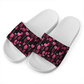 Glasses Of Wine Print White Slide Sandals