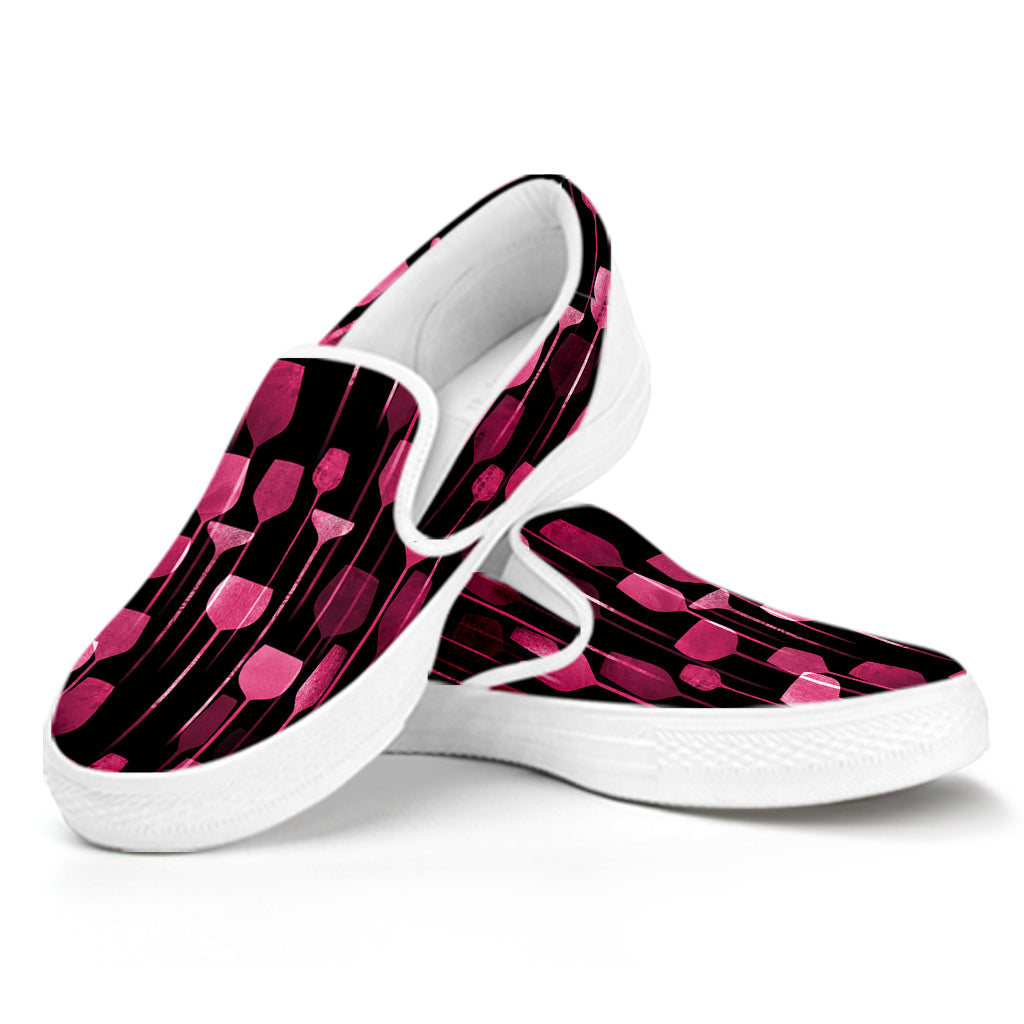 Glasses Of Wine Print White Slip On Shoes