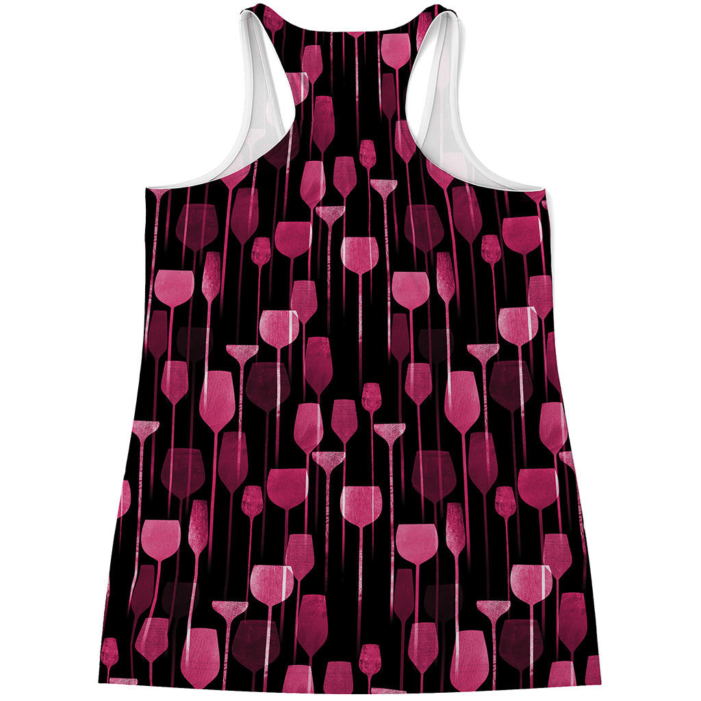 Glasses Of Wine Print Women's Racerback Tank Top