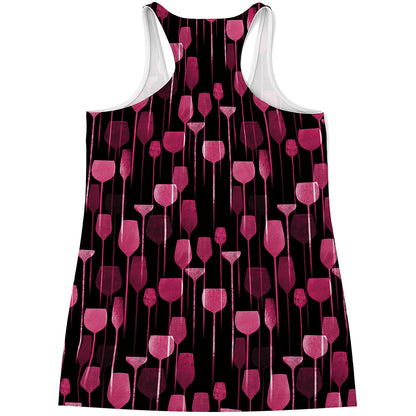 Glasses Of Wine Print Women's Racerback Tank Top