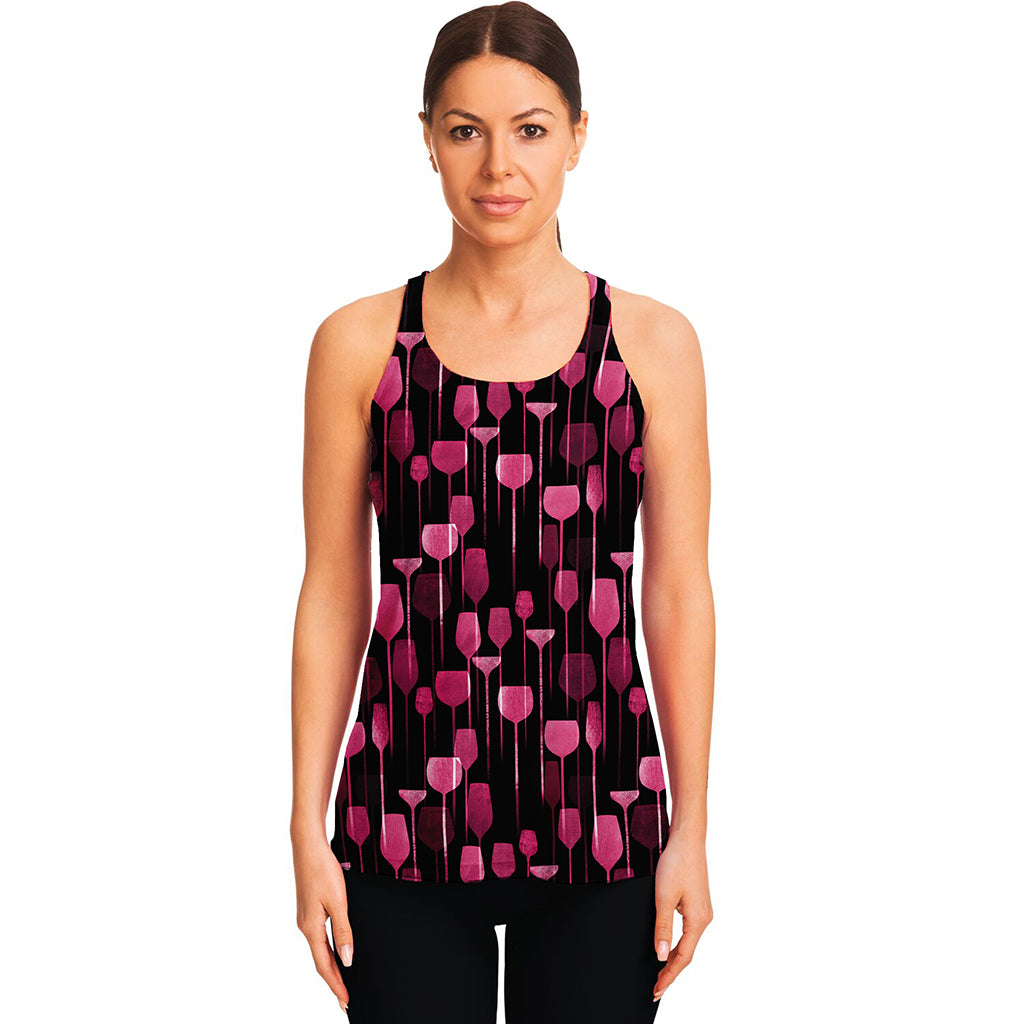 Glasses Of Wine Print Women's Racerback Tank Top
