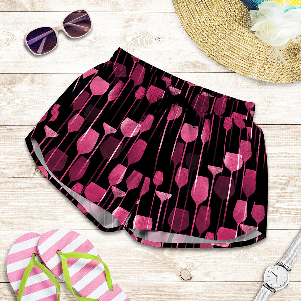 Glasses Of Wine Print Women's Shorts