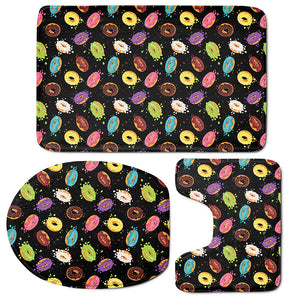 Glaze Donut Pattern Print 3 Piece Bath Mat Set