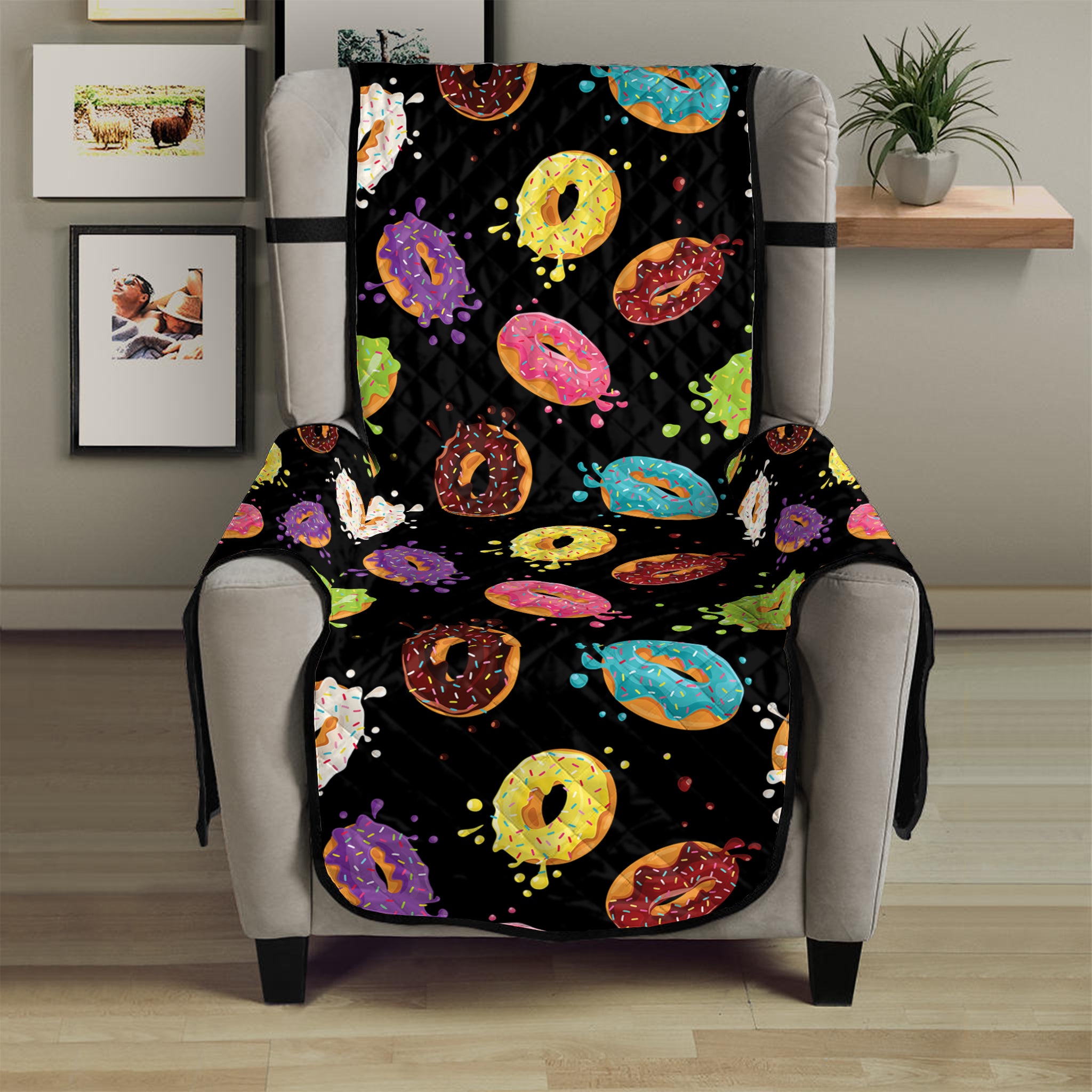 Glaze Donut Pattern Print Armchair Protector