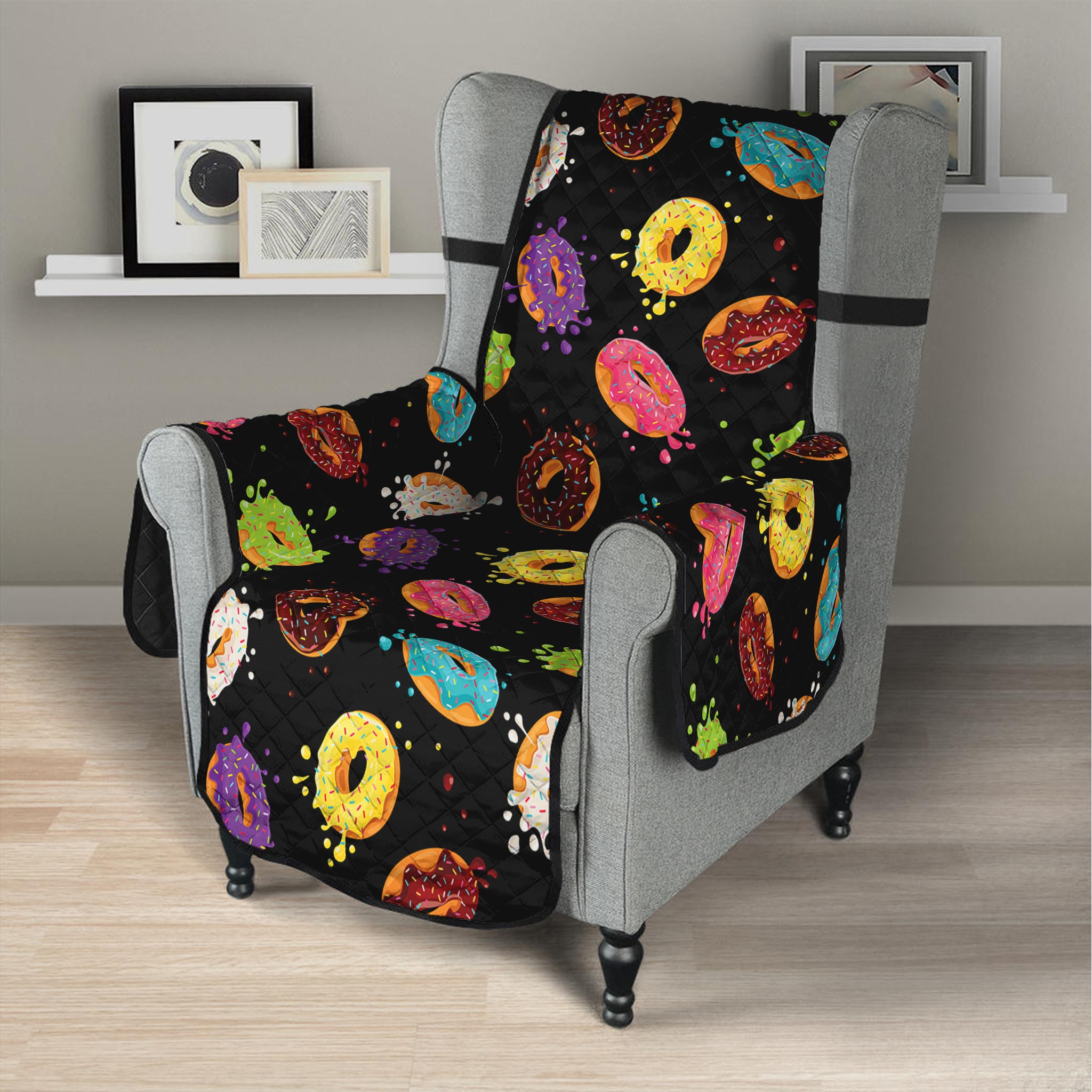 Glaze Donut Pattern Print Armchair Protector