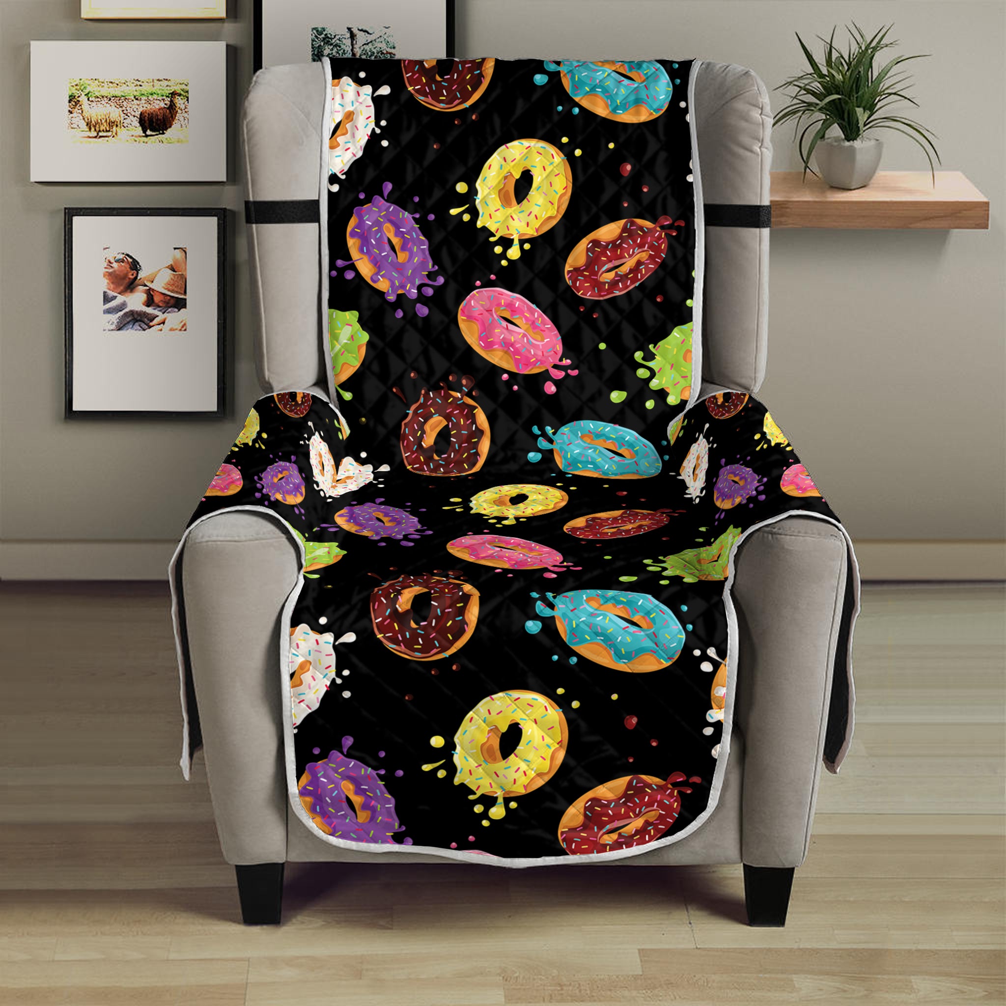 Glaze Donut Pattern Print Armchair Protector