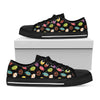 Glaze Donut Pattern Print Black Low Top Shoes