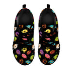 Glaze Donut Pattern Print Black Sneakers