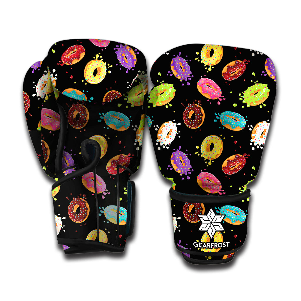 Glaze Donut Pattern Print Boxing Gloves