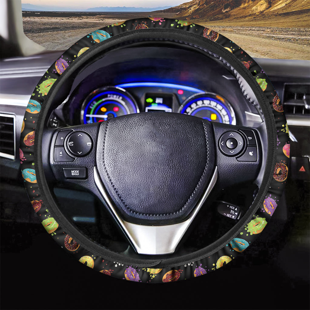 Glaze Donut Pattern Print Car Steering Wheel Cover