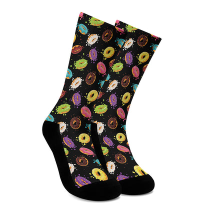 Glaze Donut Pattern Print Crew Socks