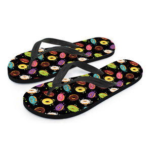 Glaze Donut Pattern Print Flip Flops